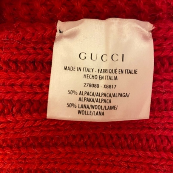 Gucci Chunky Alpaca Wool Blend Red Cardigan Cable Knit Sweater Made in Italy - Picture 15 of 16